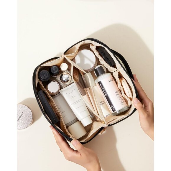 Women AD Black Large Capacity Cosmetic Travel Makeup Waterproof Portable Bag - Picture 9 of 10